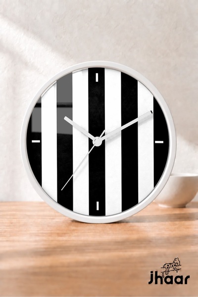 JHAAR Black and White Thick Vertical Line Modern Wall Clock - Medium Size 30 ...