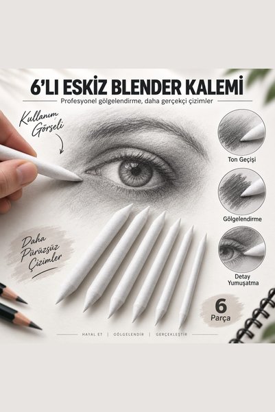 Vox Art 6-Piece Sketch Blender Pen Mini Long Quality (es-02u)
