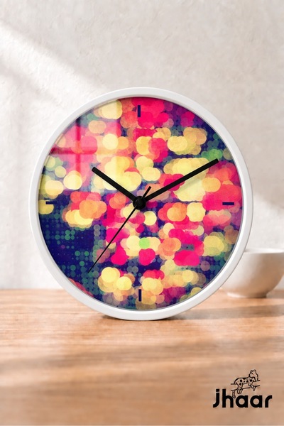 JHAAR Yellow Pink Abstract Color Stains Modern Wall Clock - Medium Size 30 cm...