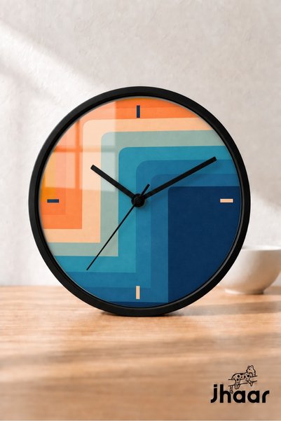 JHAAR Ceas de perete modern cu forme împletite turcoaz portocaliu - XL mare 4...