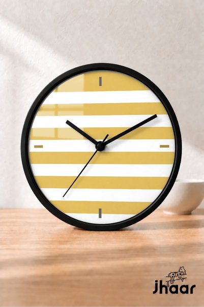 JHAAR Ceas de perete modern cu bandă lată galbenă și albă - XL mare 42 cm - C...