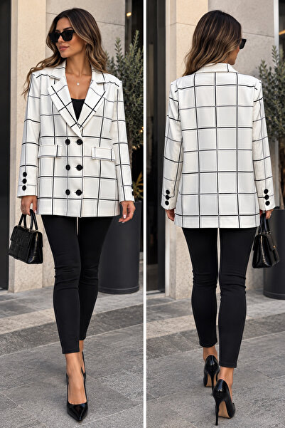 Butik Kareli ekose blazer ceket