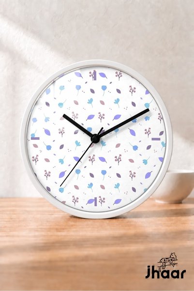 JHAAR Pastel Small Botanical Patterned Modern Wall Clock - Medium Size 30 cm ...