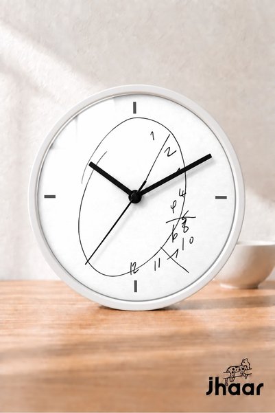 JHAAR Linear Scattered Figures Modern Wall Clock - Medium Size 25 cm - White ...