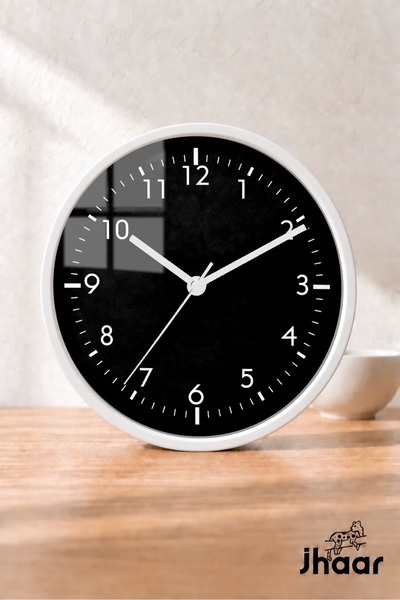 JHAAR Classic Modern Wall Clock with Black Numbers - Medium Size 30 cm - Whit...