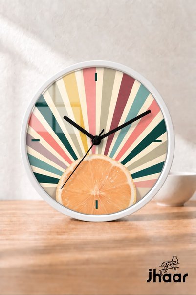 JHAAR Pastel Sun and Rays Modern Wall Clock - Medium Size 25 cm - White Case ...