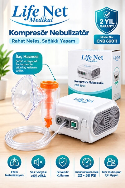 Life Net Medikal Kompresörlü Nebulizatör Cihazı Buhar Makinası CNB-69011