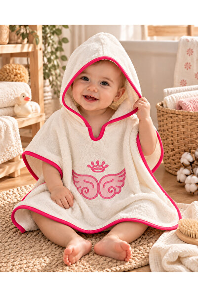 Tomuycuk Embroidered Baby Girl Bath Towel Pareo Bathrobe 100% Cotton Poncho w...
