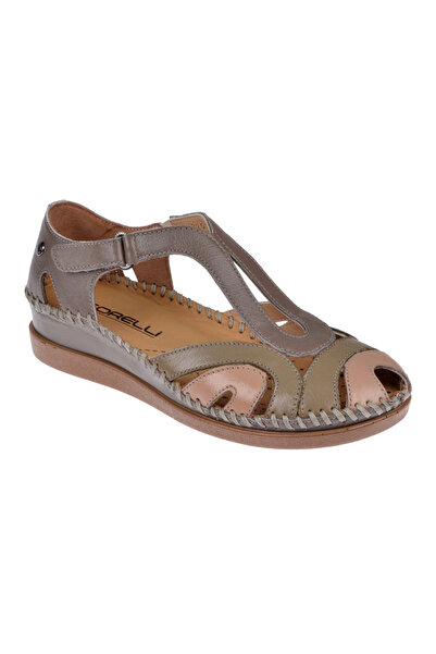 Forelli Hakiki Deri Comfort Kadın Sandalet FOR-22521 VİZON