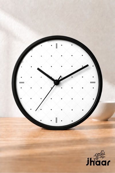JHAAR Ceas de perete modern Minimal Black Dots - XL mare 42 cm - Carcasă neag...