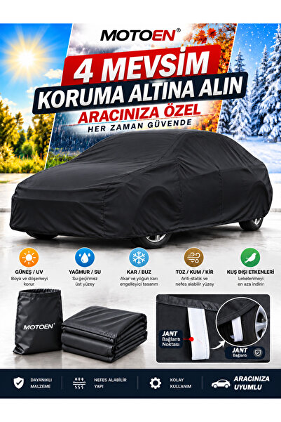 FORD Fiesta Uyumlu SİYAH Araba Brandası Su Geçirmez 4 Mevsim Koruma (2008-2012)