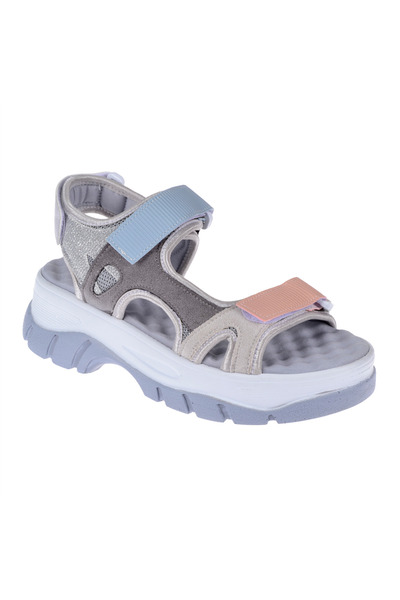 pullman Sms Cırtlı Comfort Kadın Sandalet SMS-4740 GRİ MULTİ