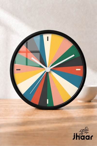 JHAAR Ceas de perete modern cu fascicul geometric multicolor - XL mare 42 cm ...