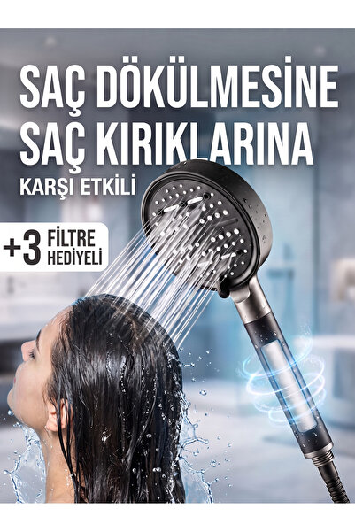 CONTROL MİX Filtreli Duş Başlığı 3 Hediye Filtre Su Arıtmalı, Pas,Klor Ve Kir...