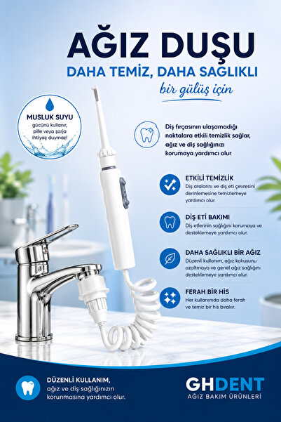 GHDENT GH15 Manuel Ağız Duşu 6 Başlıklı Özel Set / Askılıklı Set (BPA Free, FDA Kriterli)