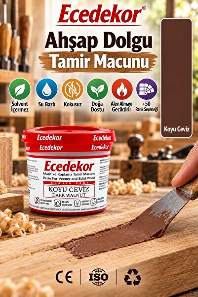 ecedekor Koyu Ceviz Ahşap Tamir ve Dolgu Macunu 200 Gr – Mobilya, Masif Ahşap...