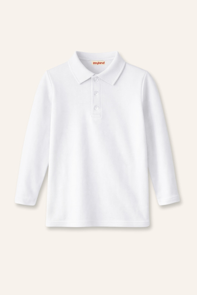 Zeyland Kız Erkek Çocuk Uzun Kollu Polo Yaka T-Shirt - Beyaz