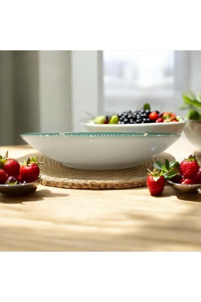 TEKTAVA Master Chef Handmade 6-Piece Porcelain 19 cm Pit Dinner Plate - Green