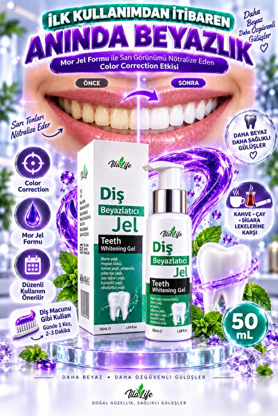 İlla Life Hızlı Etkili Mor Diş Beyazlatıcı Jel Diş Beyazlatma Jeli Color Corr...