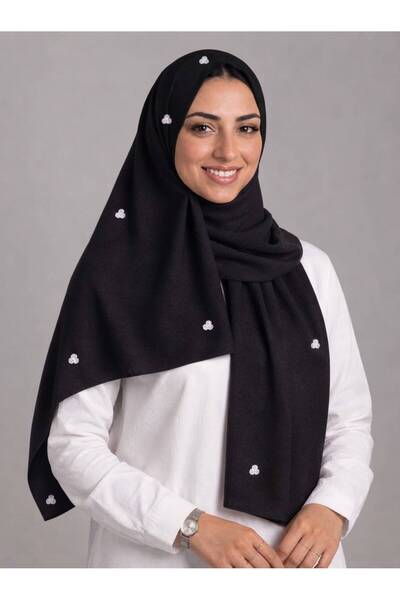 Veil Designer طرحة لولوة ااسود لربيع اناقه تفيض بالرقة قماش بوال ياباني 190*60