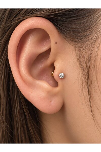 Arescollection Cerrahi Çelik Şambala Gold Renk Tragus Helix Kıkırdak Piercing