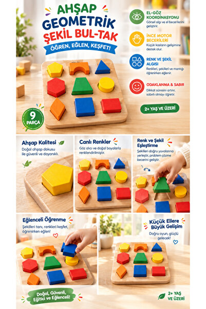PlayWood Ahşap Eğitici Bul-Tak Şekiller