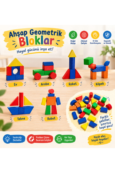 PlayWood Ahşap Bloklar 40 parça