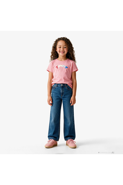 Tommy Hilfiger Mabel Wide Leg Çocuk Mavi Jean