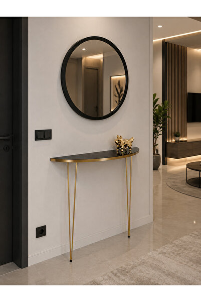 Lavientohome 80x18 DRESUAR ANTRE HOL DEKORASYON ÜRÜNLERİ ALTIN MODEL Siyah Al...