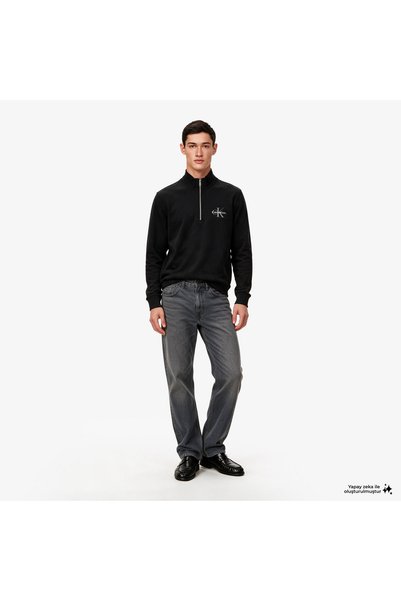 Calvin Klein Terry Micro Monologo Erkek Siyah Sweatshirt