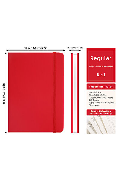 Choice3 A5 red A5 Purple PU Leather Binding Notebook - 80 Sheets (160 Pages) ...
