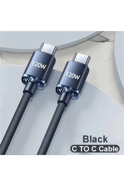 Choice5 2m Black C TO C 120W Cable Super Fast Charging USBA To Type C To USBC...