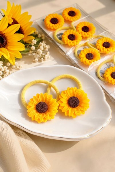 Lynare Sunflower Rubber Buckle School Buckle Girl's Buckle 2 Pieces