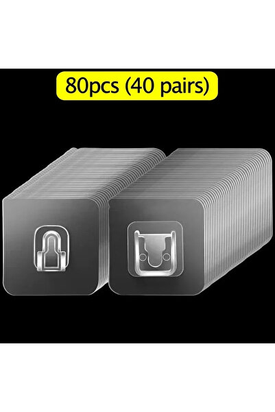 Choice 40 Pairs-(80Pcs) Double-Sided Self Adhesive Wall Hooks Strong Sticky T...