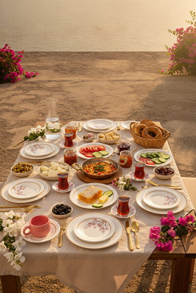 ers erbaşlar Pembe Tombul Sakura 12 Parça 6 Kişilik Lüx Seramik Kahve Fincan ...