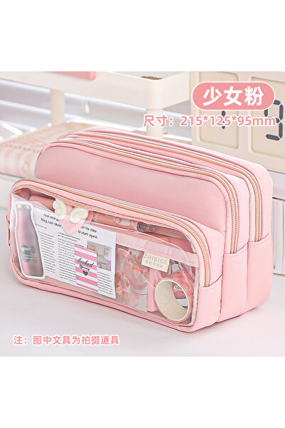 Choice Pink New Kawaii Pencil Case Large Capacity Waterproof Korean Stationer...