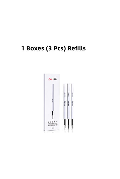 Deli 1 Box Refill Metal Sign Pen 0.5mm Gel Ink Pens Golden Silver Color Metal...