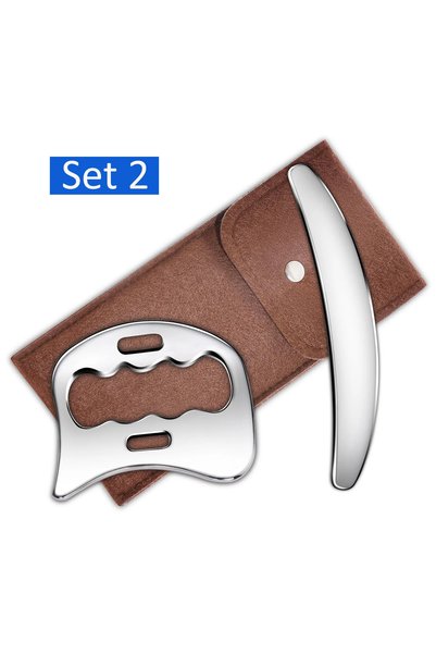 Choice DUTRIEUX Set2-2pcs setwithbag 3 in 1 Stainless Steel Gua Sha Massage T...