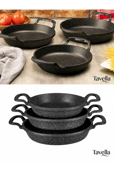 TAVELLA 3’lü Döküm Granit Sahan Seti Tava 18-20-22