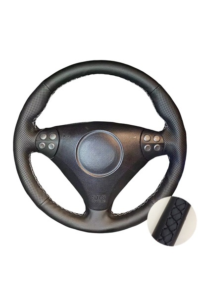 Choice Black Thread Hand-stitched Microfiber Leather Car Steering Wheel Cover...