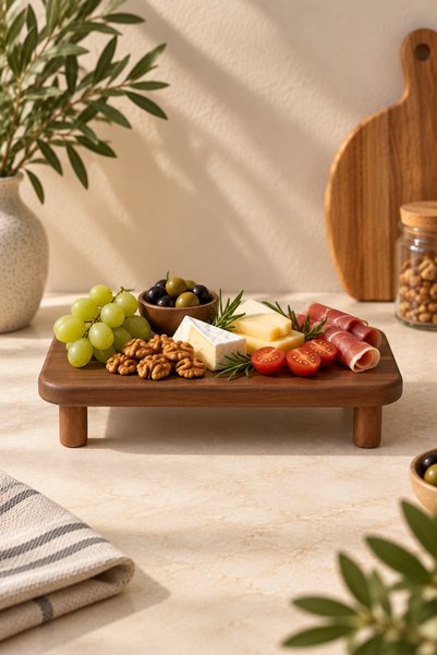 KaiHome Natural Wooden Stand Presentation Stand / Presentation Plate Dark