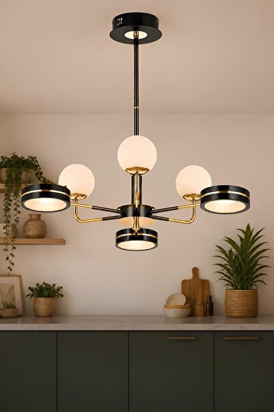 Elvora Home 6'lı Modern (PREMİUM) 3 Renkli LEDli Sarkıt Avizesi Salon Mutfak ...