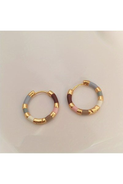 Choice Bronze Retro Trend Colorful Geometric Drop Female Earrings Niche Perso...