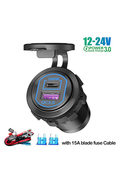 Choice 118w-15AFuseWire 118W Aluminum 12V USB C Laptop Outlet PD 100W Port & ...