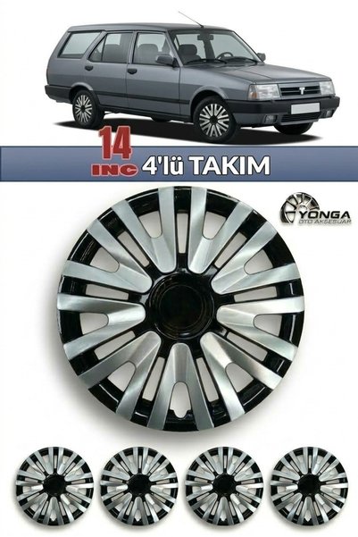 YONGA OTO AKSESUAR TOFAŞ KARTAL 14 İnç Jant Kapağı 4'lü Set Siyah Gümüş + 4 A...