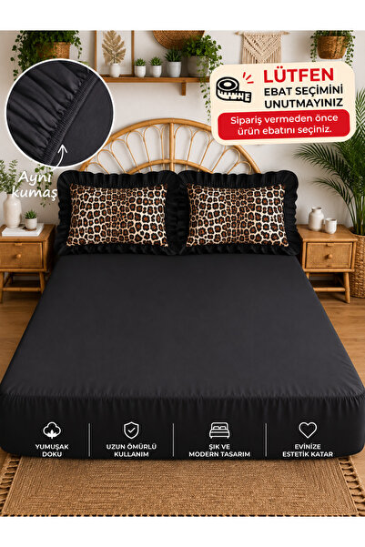 Ganita home Ruffled Striped Elastic Bed Sheet Set