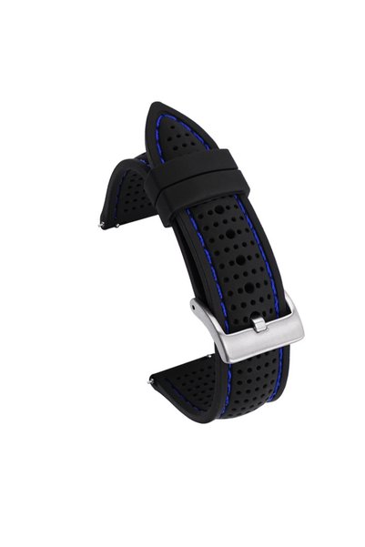 Choice3 24mm Black Blue Soft Silicone Rubber Watch Strap 20mm 22mm 24mm Men W...