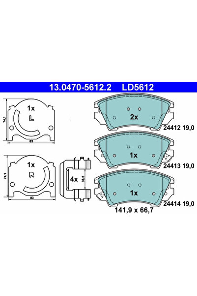 Ate Σετ τακάκια φρένων, δισκόφρενο 13.0470-5612.2 Chevrolet Malibu Opel Astra...