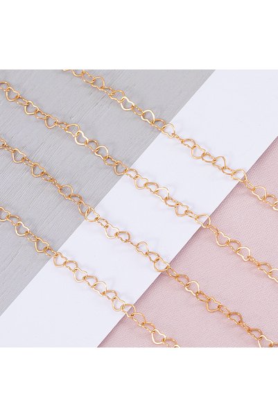 Choice 5meters KC Gold color 5Meters 1Meter 3mm Love Heart Chain Copper Links...