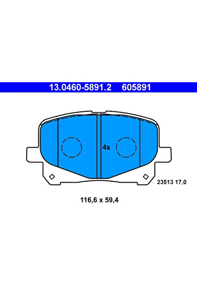 Ate Σετ τακάκια φρένων, δισκόφρενο 13.0460-5891.2 Toyota Harrier/Previa II